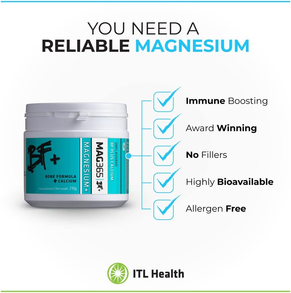 MAG365 ITL Health BF Plus Calcium, 210g 35-Servings - Ionic Magnesium Citrate Powder, Natural Citrus Flavor - Vitamin K2 D3 with Zinc, B6, C, Calcium & Potassium - Bone Support Formula for Men & Women 5