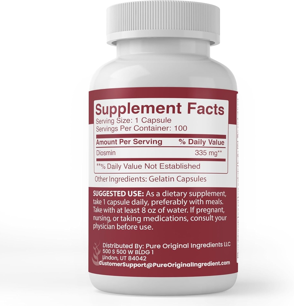 PURE ORIGINAL INGREDIENTS Diosmin (365 Capsules) No Magnesium Or Rice Fillers, Always Pure, Lab Verified 3