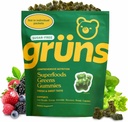 Gruns Adult Sugar-Free Super Greens Gummies - Superfood Gummy Bears with Spirulina, Chlorella, Fiber & Prebiotics for Digestive Health, Adaptogen Supplement with 20 Vitamins & Minerals, 2 Week Supply 2