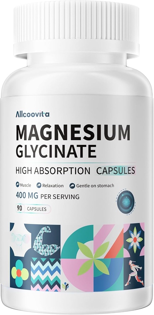 Magnesium Glycinate 400 MG per Serving 100% Chelated for High Absorption, Gentle On Stomach, Non-GMO, 90 Vegetarian Capsules 2