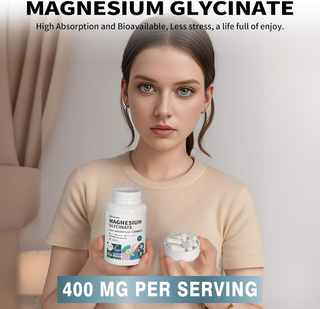 Magnesium Glycinate 400 MG per Serving 100% Chelated for High Absorption, Gentle On Stomach, Non-GMO, 90 Vegetarian Capsules 5