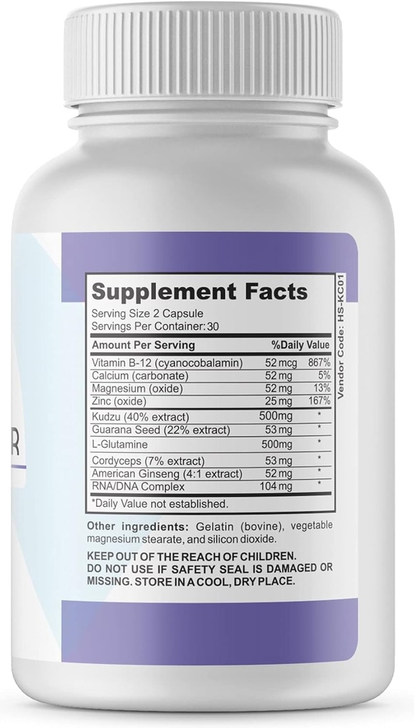 Anti Alcohol Drink Support Supplement – Craving support with Kudzu, L Glutamine B Vitamins RNA/DNA complex and more. 60 Capsules 3