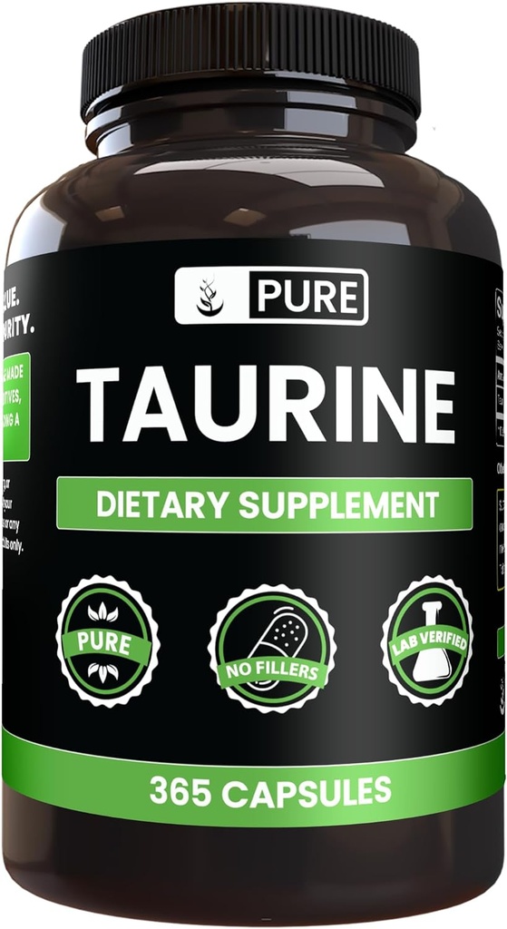 Pure Original Ingredients Taurine (365 Capsules) No Magnesium Or Rice Fillers, Always Pure, Lab Verified 2