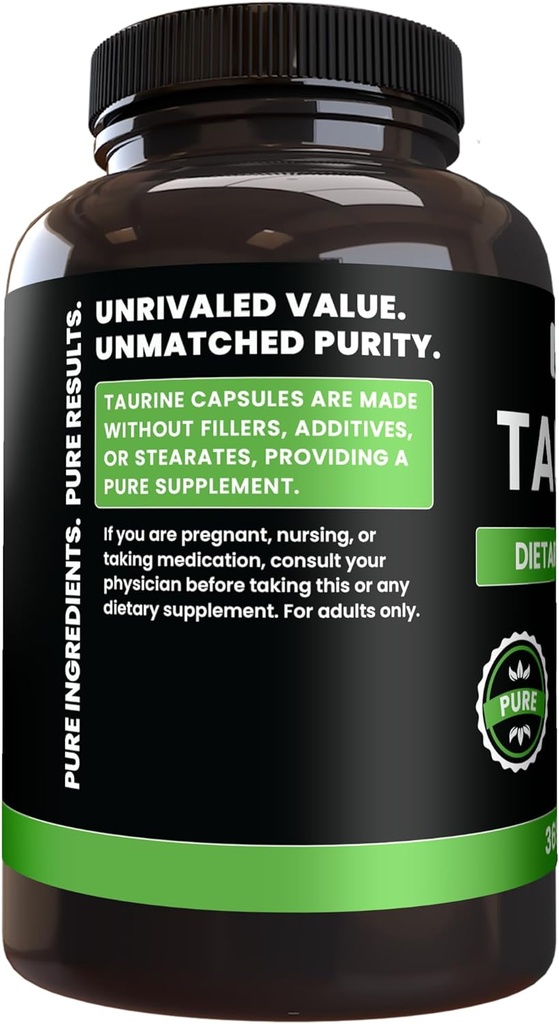 Pure Original Ingredients Taurine (365 Capsules) No Magnesium Or Rice Fillers, Always Pure, Lab Verified 4