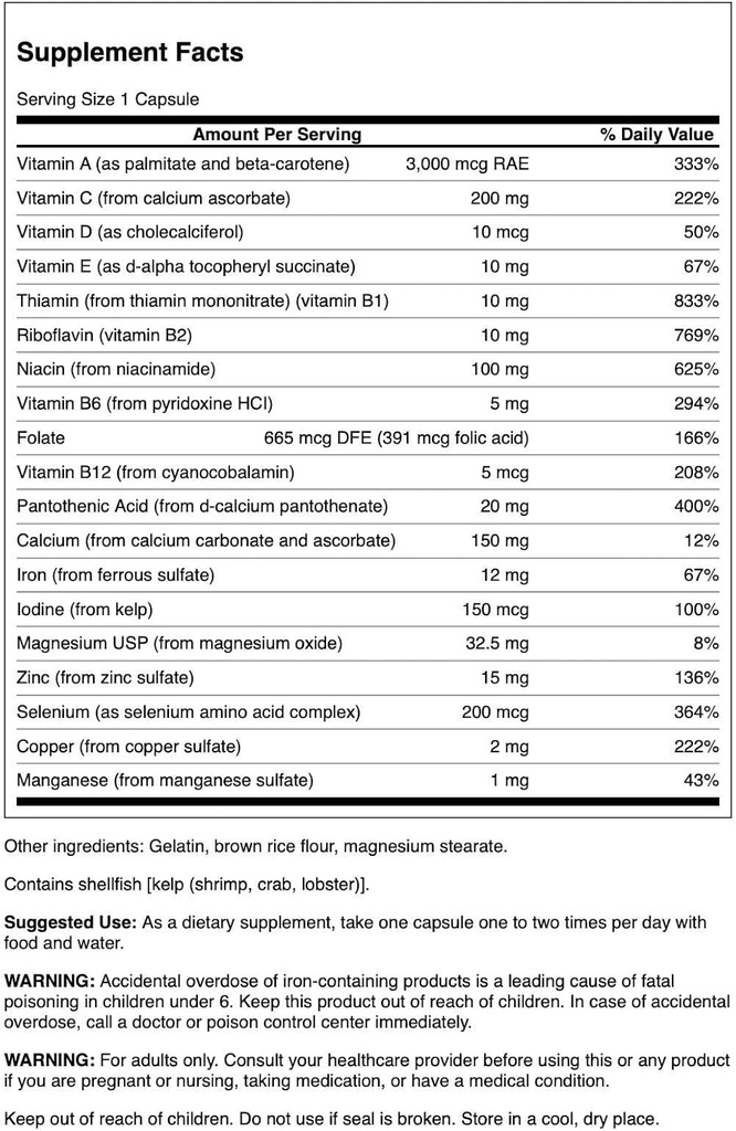 Swanson Multi and Mineral Daily Men's Women's Multivitamin Multimineral Health Supplement 100 Capsules (Caps) 3