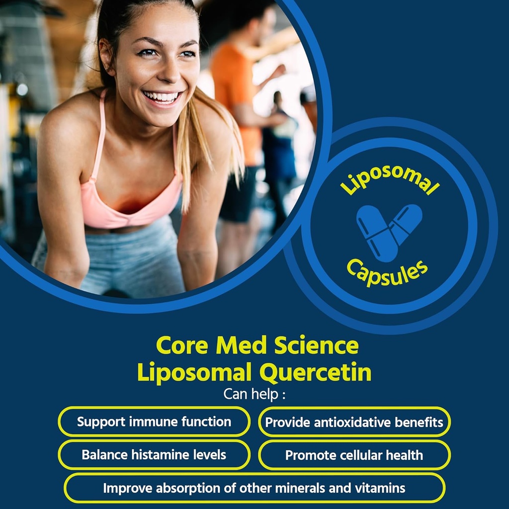 Core Med Science Liposomal Quercetin, 200mg (60 Capsules) - Quercetin Supplement Supports Vitamin C and Zinc Absorption - Promotes Immune System & Heart Health, Gluten-Free & Dairy-Free 3