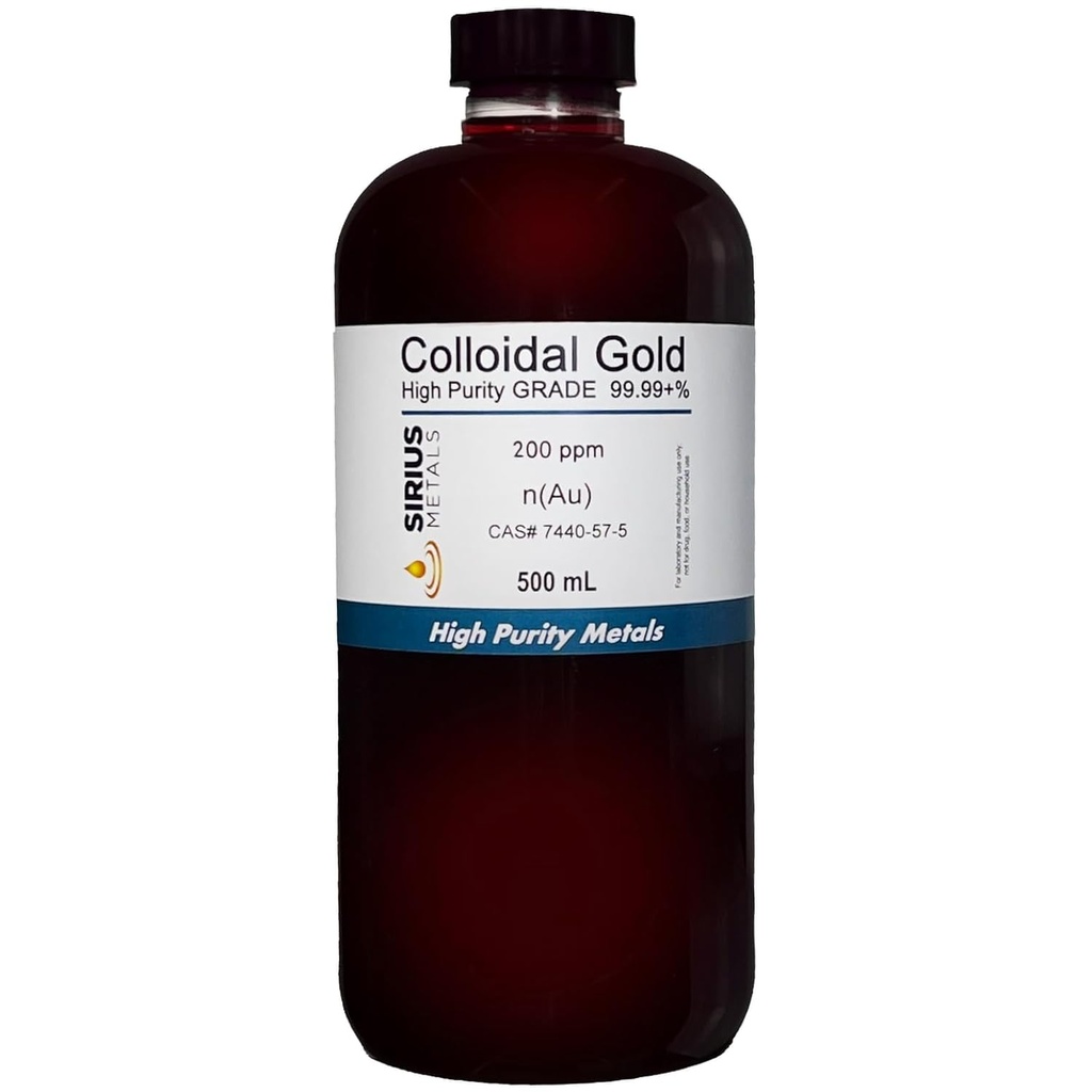 True Colloidal Gold – 200 ppm - 99.99+% Purity - 500 mL (16.9 Fl Oz) in Clear BPA-Free Plastic Bottle - Made in USA 2