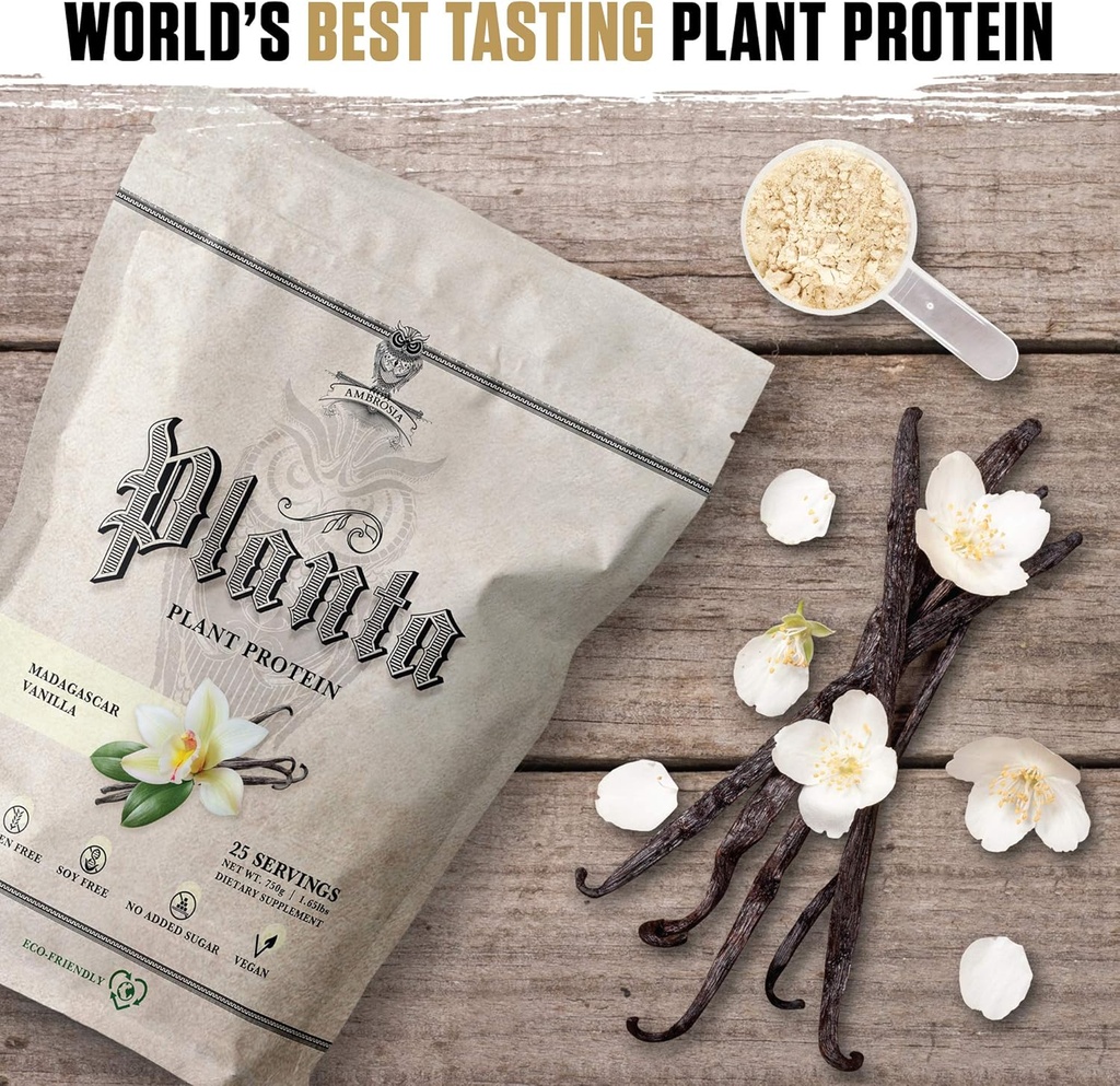 Ambrosia Planta - Premium Plant-Based Protein | Vegan & Keto Friendly | Gourmet Flavors with No Bloating or Stomach Upset | Gluten & Soy Free | No Added Sugar | 25 Servings | Vanilla 4