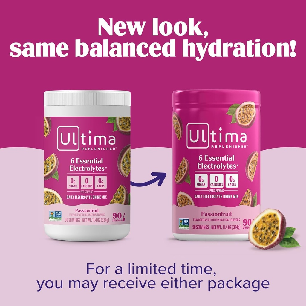 Ultima Replenisher Daily Electrolyte Powder Drink Mix – Sugar Free – Passionfruit, 90 Servings – Hydration Powder with 6 Key Electrolytes and Trace Minerals – Keto Friendly, Non-GMO 5