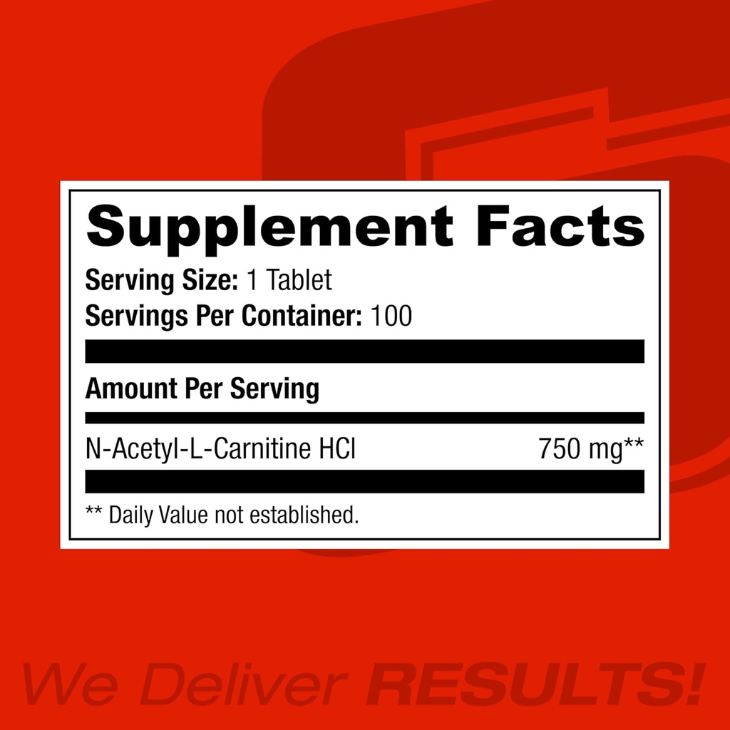 Alcar 750 - Pure Acetyl L-Carnitine for Energy, Focus, and Fat Metabolism 100 Servings 6