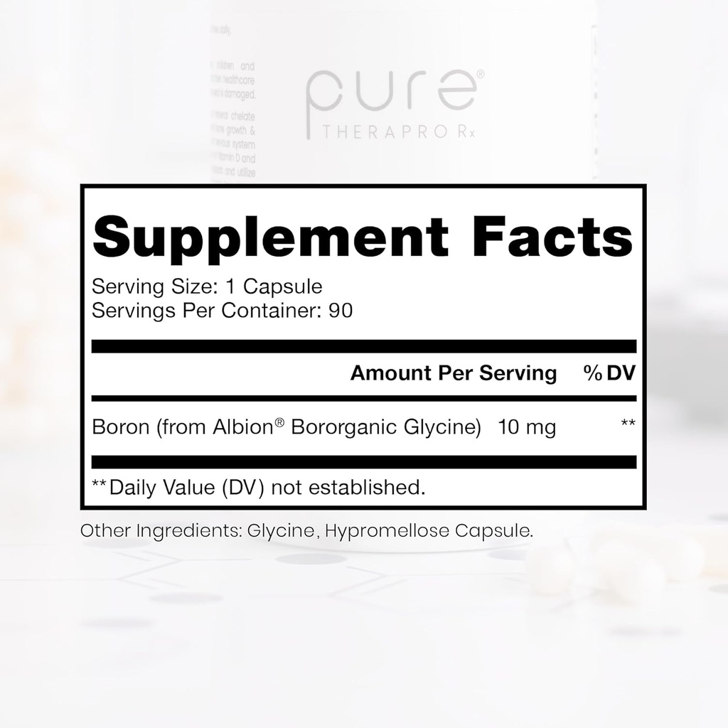 Pure TheraPro Rx Bio Boron 10mg, 3 Months Supply - Bororganic Glycine Boron for Men & Women - Premium Formula for Bone Health, Joint Flexibility, Cardiovascular Function & Immunity Support 3