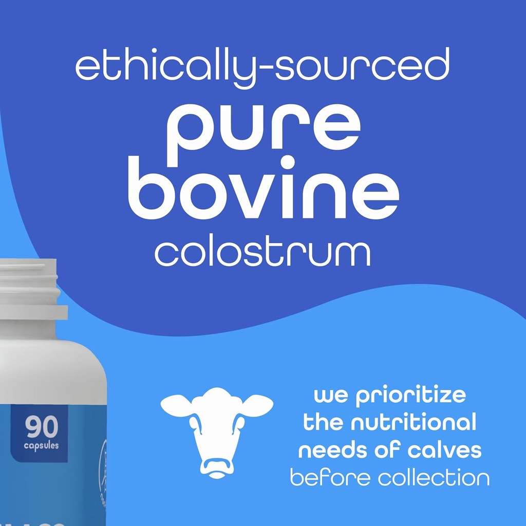 Zena Nutrition Pure Colostrum Capsules, 1500mg Supplement, Grass Fed Bovine Colostrum, Supports Immune and Digestive Health, Promotes Gut Health, Gluten Free, Fat Free, 1 Month Supply, 90 Capsules 5