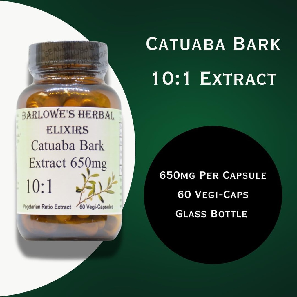 Barlowe's Herbal Elixirs Catuaba | 10:1 Extract | 650mg Per Capsule | Traditional Vitality Herb | 60 Vegan Capsules | Non-GMO, Stearate-Free, Glass Bottled 4