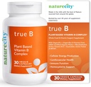 NatureCity True-B Plant-Based Super B Vitamin Complex Supplement |Made from Certified Oraganic Whole Food Plant Sources with Active Folate and Vitamin B12 - (30 Veggie Capsules) 2