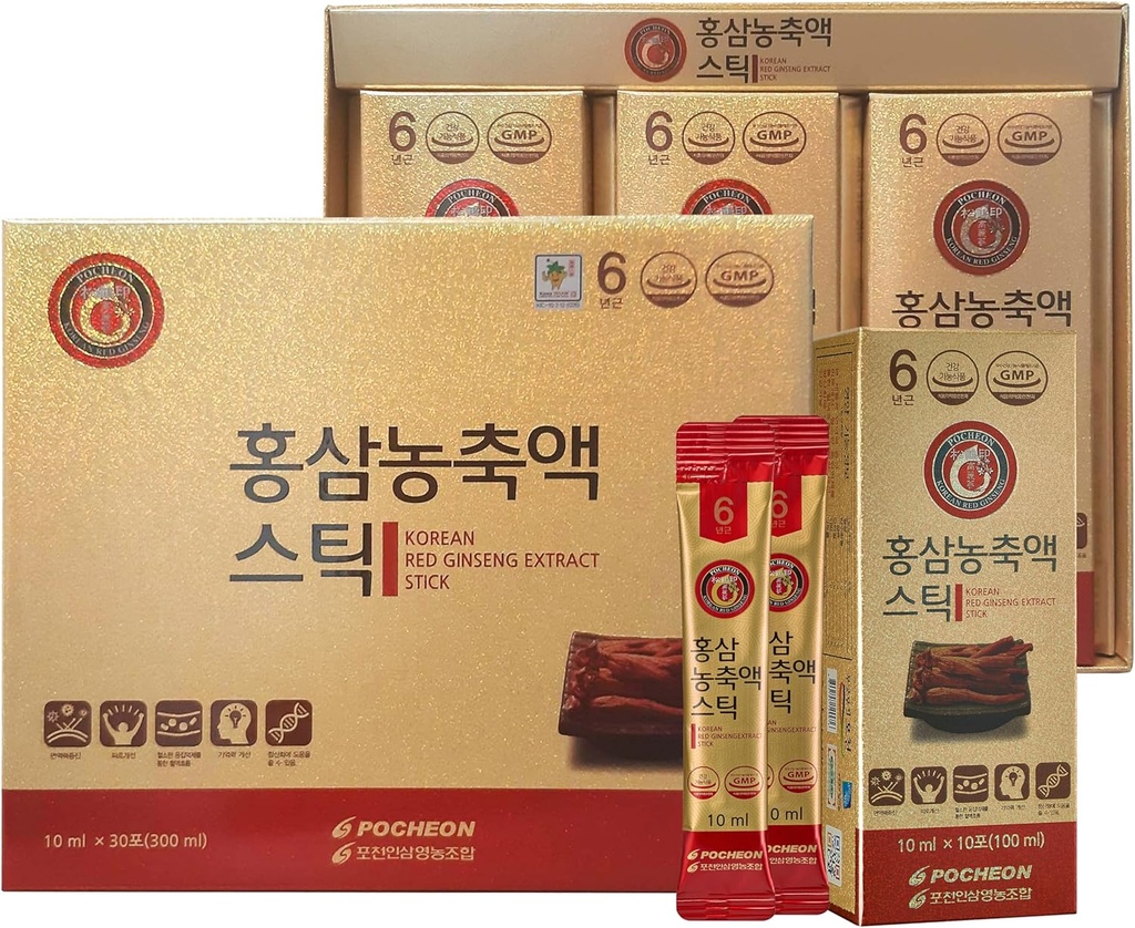 POCHEON KOREAN RED GINSENG Extract Stick, 30% Ginseng Extract, Single Serving Packs - 30 Sticks (10ml x 30), Natural Immune Support 2