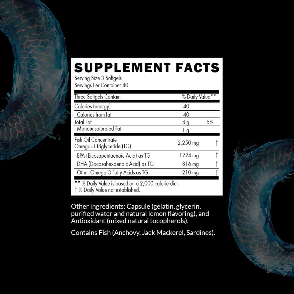 Intelligent Labs Triglyceride Omega 3 | 2250mg per 3-Capsule Serving | Burpless Fish Oil Capsules | 120 Softgels Per Bottle 3