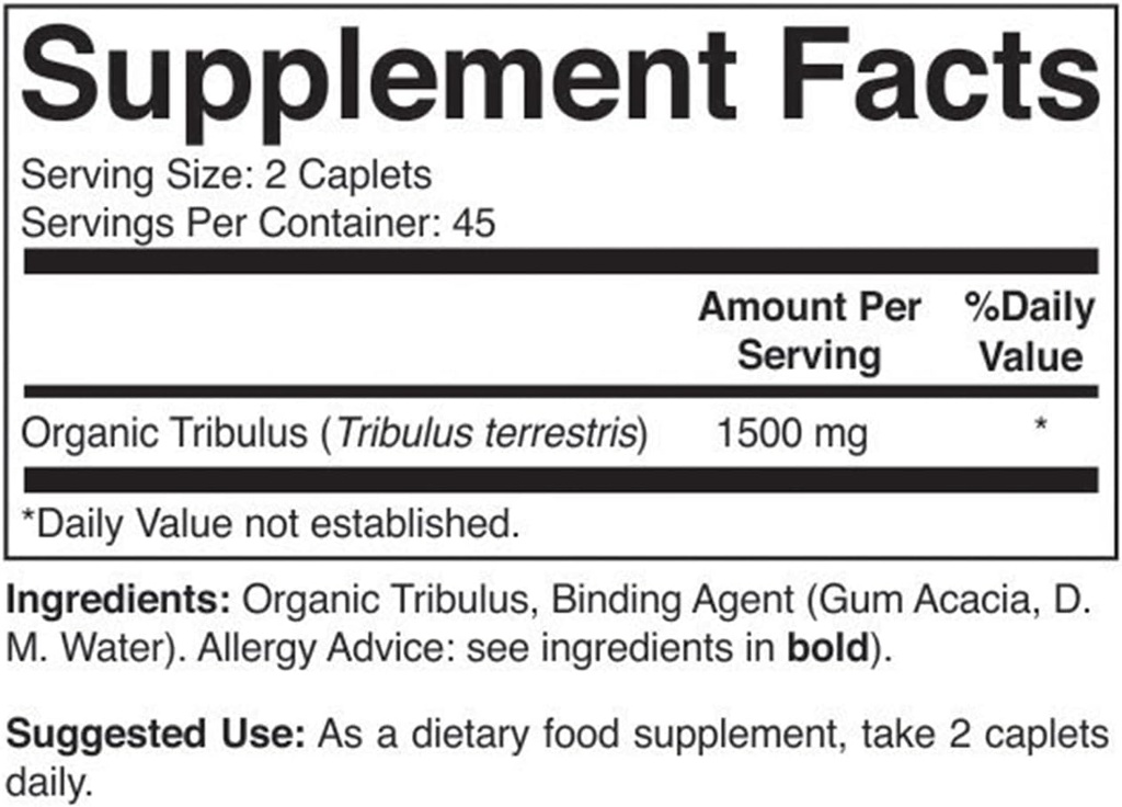 Brieofood Organic Tribulus 1500mg, 45 Servings, Vegetarian, Gluten Free, 90 Vegetarian Tablets 4