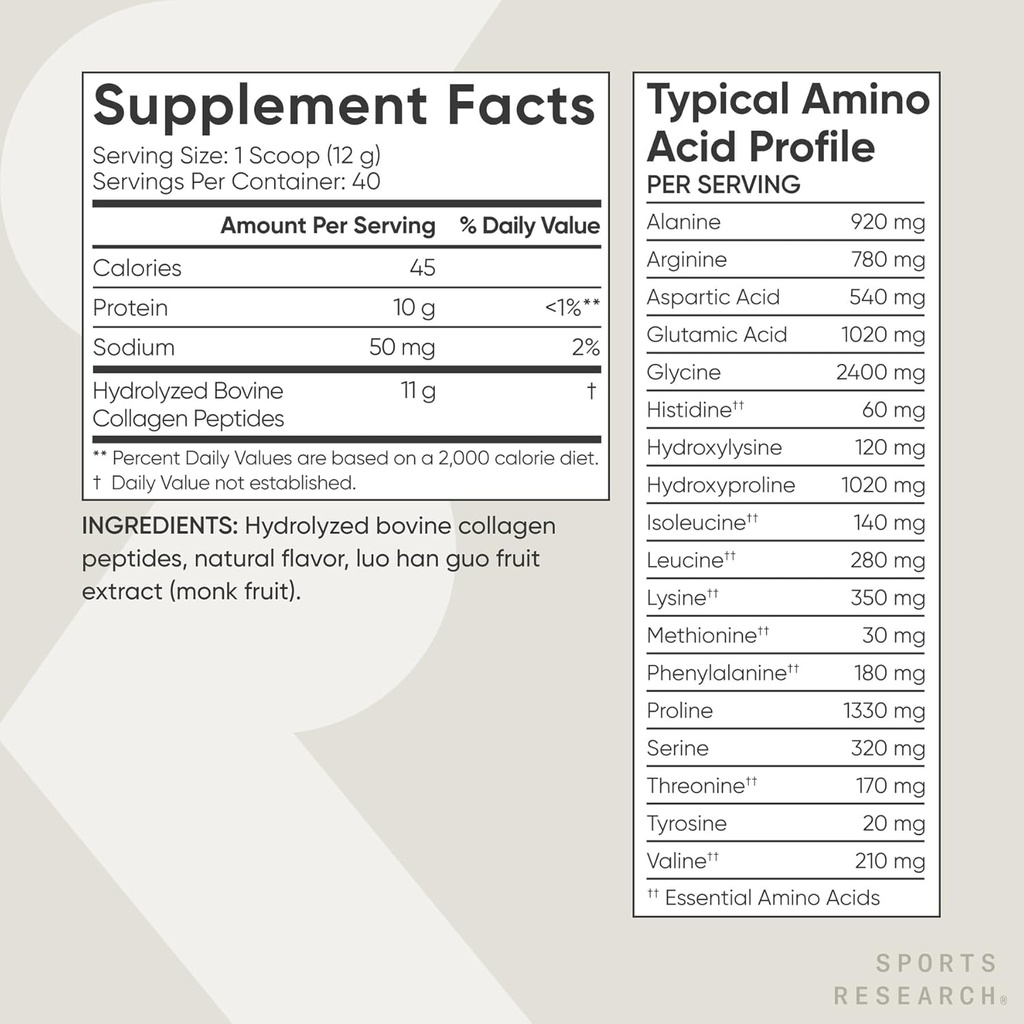 Sports Research Collagen Peptides - Hydrolyzed Type 1 & 3 Collagen Powder Protein Supplement for Healthy Skin, Nails, & Joints - Easy Mixing Vital Nutrients & Proteins, Collagen for Women & Men 6