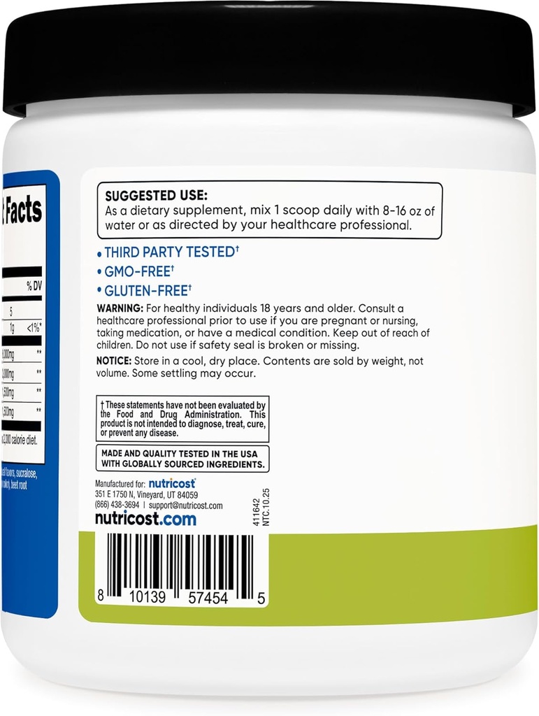 Nutricost BCAA Powder 2:1:1 (Peach Pear, 30 Servings) - Branched Chain Amino Acids 5