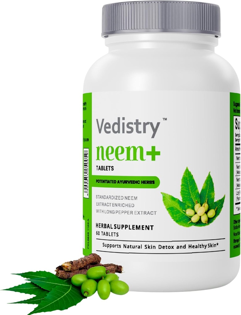 Neem+ Leaf Extract Supplements | 1100mg Supports Clear Skin, Detoxification and Immune Health | Reduces Acne & Promotes Healthy Skin with Long Pepper | 60 Vegan Tablets 2