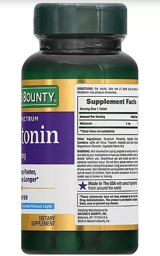 Nature's Bounty Melatonin 5 mg Bi-Layer Tablets 60 ea (Pack of 3) 4