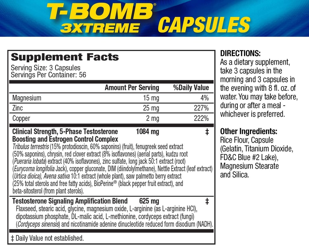 MHP T-Bomb 3xtreme Clinically Tested, Testosterone Booster for Men, Increase Libido, 168 Count 4