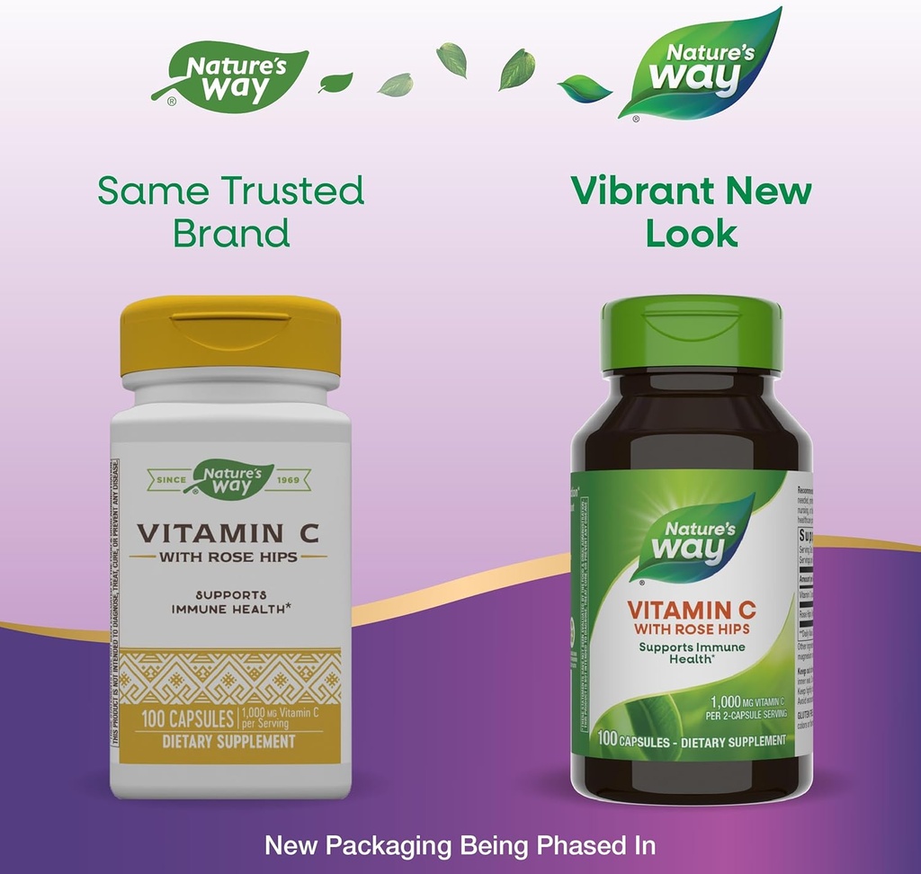 Nature's Way Vitamin C with Rose HIPS, Powerful Antioxidant & Immune Function Support from Vitamin C*,Promotes Collagen for Healthy Skin*, 100 Capsules (Packaging May Vary) - 2 Pack 4