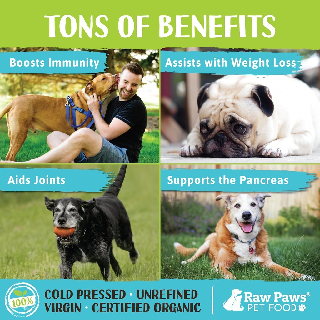 Raw Paws Organic Virgin Coconut Oil for Dogs & Cats, 16-oz - Supports Immune System, Digestion, Oral Health, Thyroid - All Natural Allergy Relief for Dogs - Hairball Relief 4