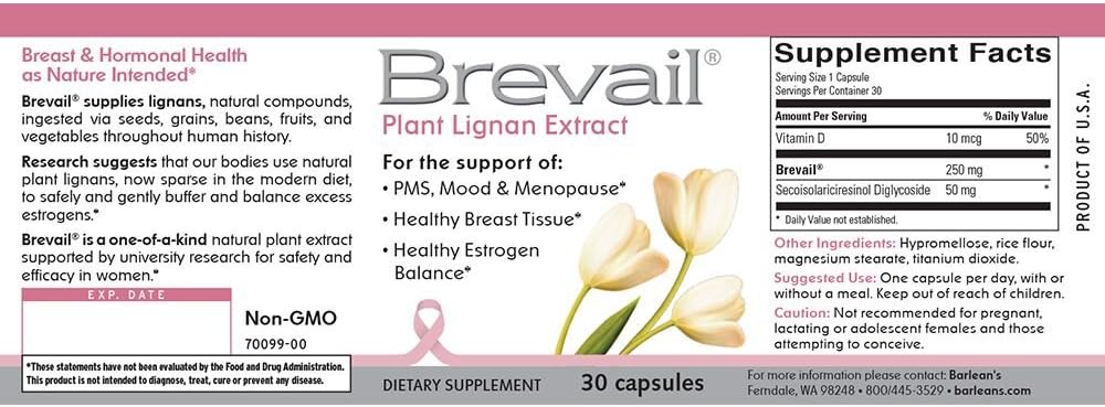 Barlean's Women's Hormone Support Supplements Bundle, 30 Count Brevail Capsules and 120 Count Evening Primrose Oil Supplement Softgels 4