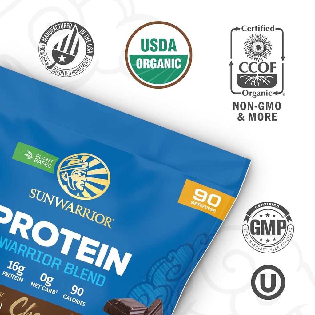 Organic Plant Based Protein Powder | Vegan Organic Protein Powder Chocolate Flavored with BCAA Amino Acids & Hemp Seed Pea Blend | Non-GMO Soy Dairy Filler & Gluten Free (Chocolate, 90 Servings) 4