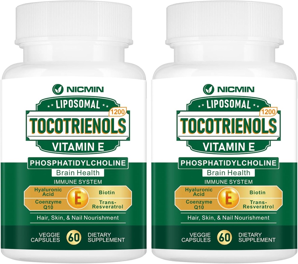 1200MG Vitamin E Tocotrienols Liposomal Tocotrienols Supplement with Phosphatidylcholine, 95% Delta-tocotrienols and 5% Gamma-tocotrienols, High Absorption for Heart, Brain Function 120 Capsules 2