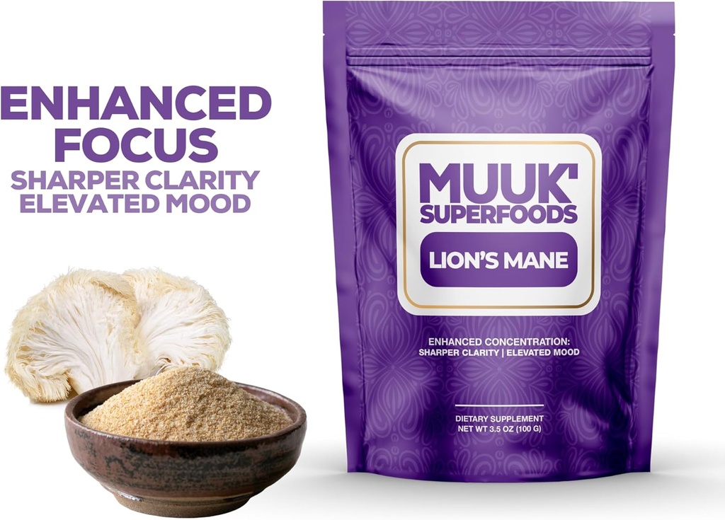 MUUK' SUPERFOODS Organic Lion's Mane Mushroom Powder 3