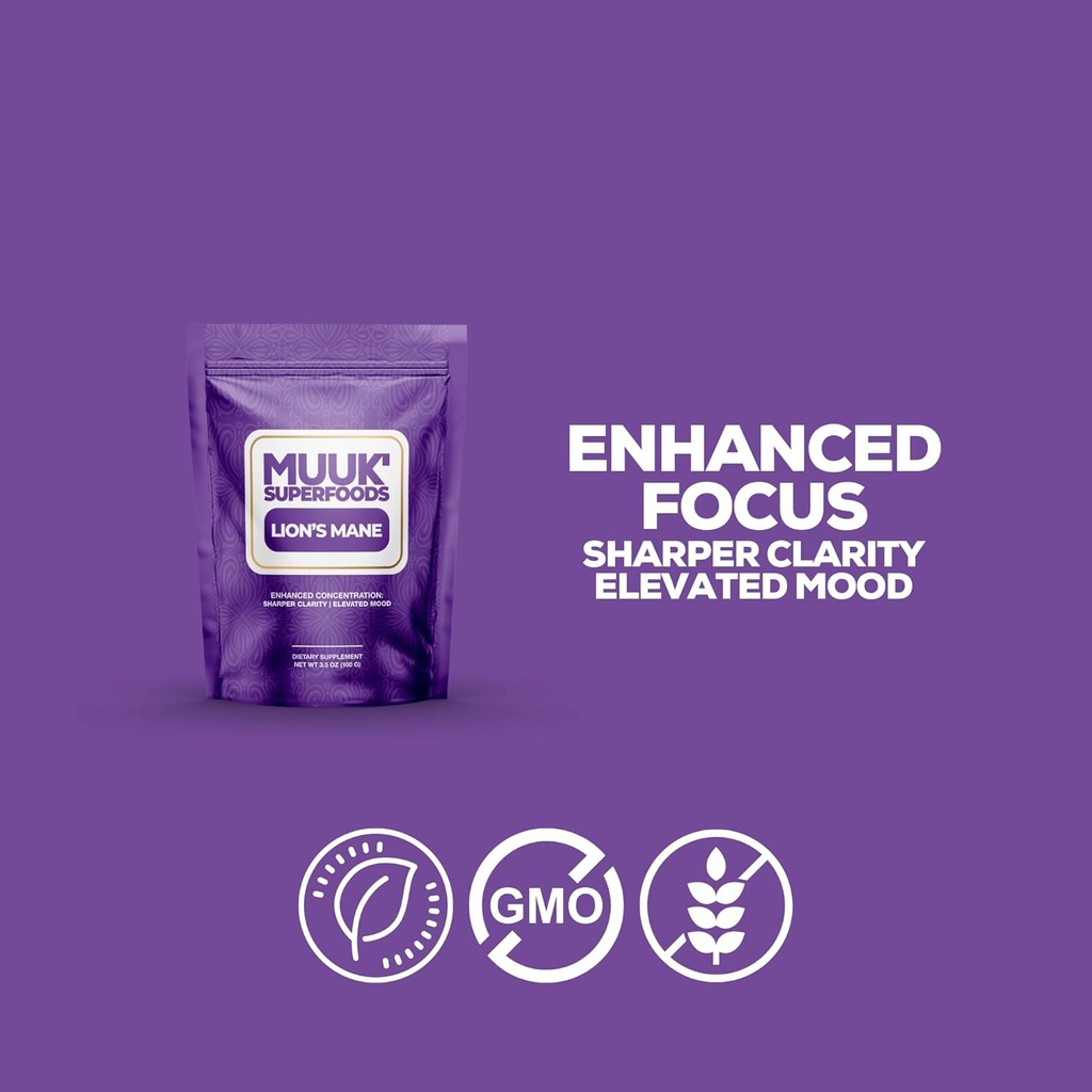 MUUK' SUPERFOODS Organic Lion's Mane Mushroom Powder 6