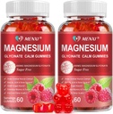 Magnesium Gummies 600mg per Serving-Magnesium Glycinate 400mg and Magnesium Malate 200mg,Sugar Free Magnesium Potassium Supplement for Calm Mood, Muscle, Bone & Energy Support,120 Raspberry Gummies 2