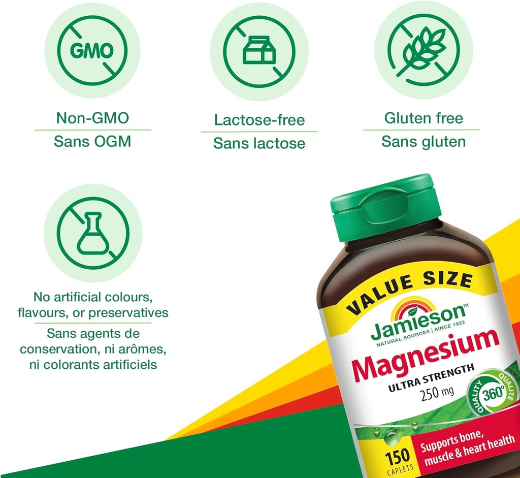 Jamieson Magnesium 250 mg, 150 caplets Value Size 5