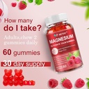 Magnesium Gummies 600mg per Serving-Magnesium Glycinate 400mg and Magnesium Malate 200mg,Sugar Free Magnesium Potassium Supplement for Calm Mood, Muscle, Bone & Energy Support,120 Raspberry Gummies 6