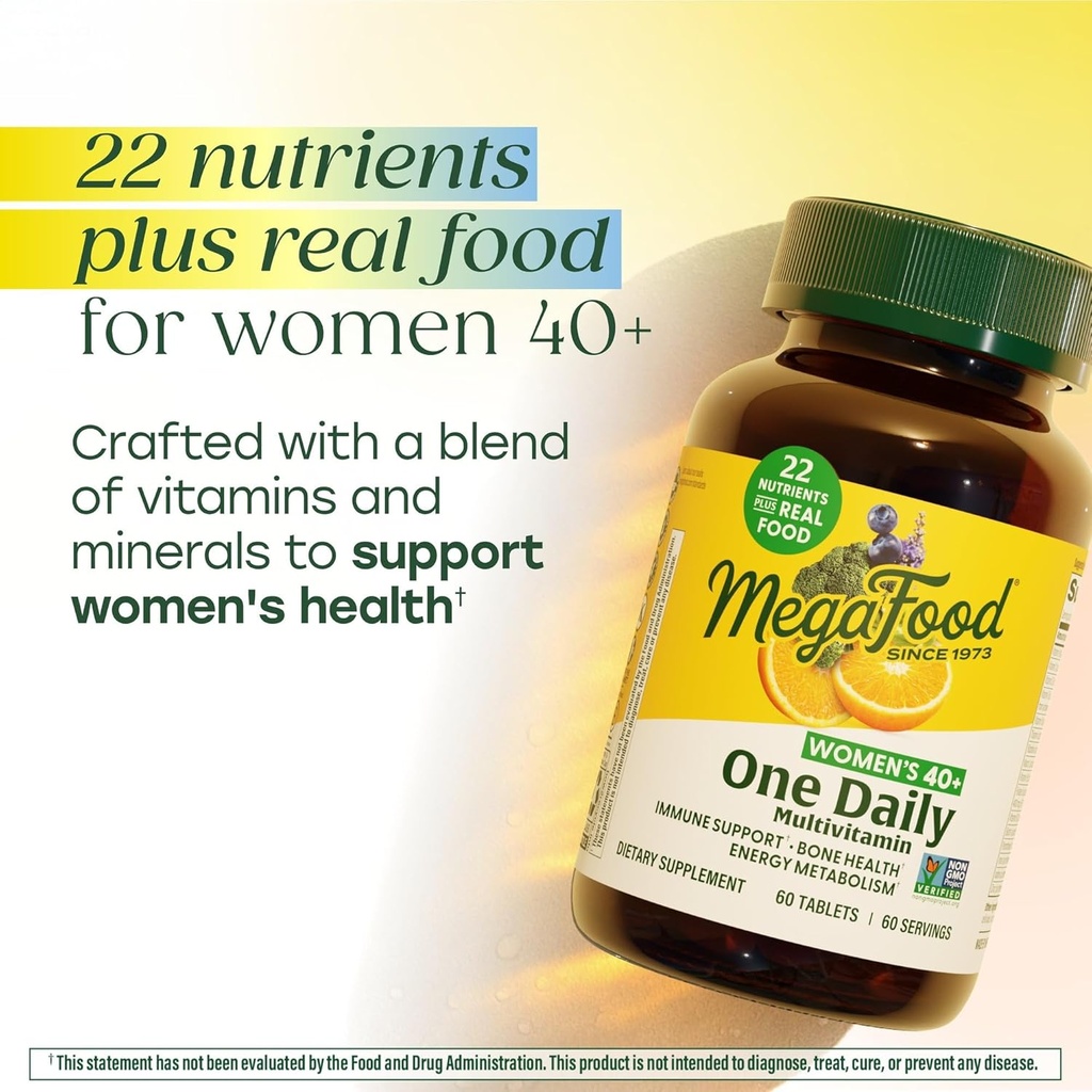 MegaFood Women's 40+ One Daily Multivitamin for Women - with Vitamin B12, B6, C, D, Zinc & Iron – Plus Real Food - Immune Support - Bone Health - Non-GMO - Vegetarian - 90 Tabs 5