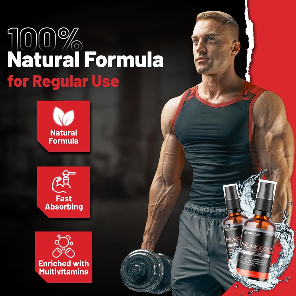 Humoloid B-12 Liquid – 30ml Citrus Oral Spray for Increased Energy, Muscle Growth, Faster Recovery, Youthful Vitality & Immune Support – Fortified with B-12 for Wellness – 30-Day Supply, Made in USA 6