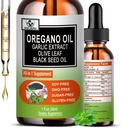 Organic Oil of Oregano with Black Seed Oil, Oregano Oil Liquid Drops w/Garlic Olive Leaf Elderberry for Immune,Digestive Support & Antioxidant,Seasonal Support Supplement for Women Men 2
