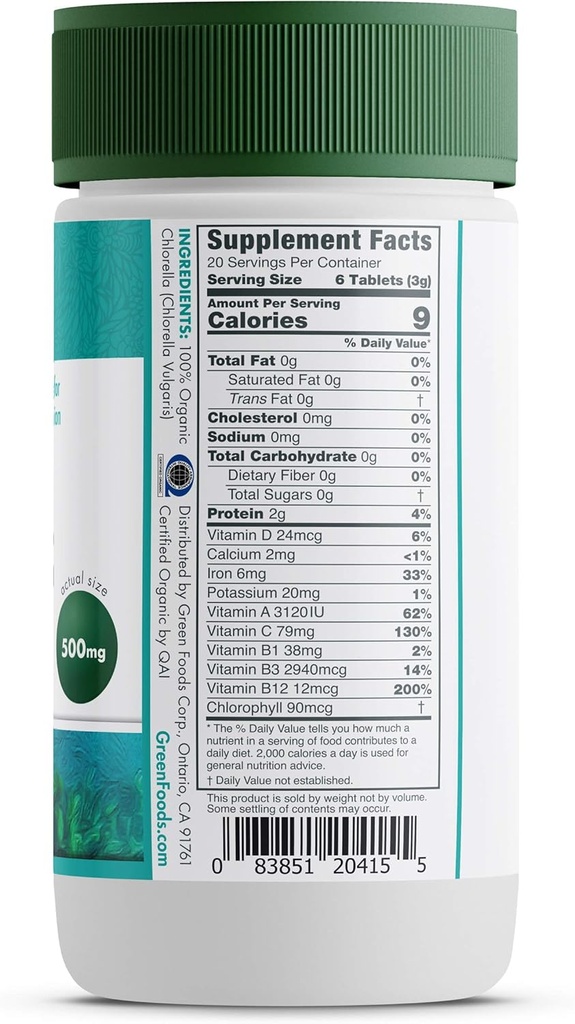 Green Foods Organic Chlorella 500 Mg, 120 Count 4