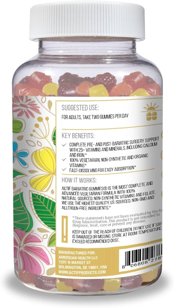 ACTIF Organic Bariatric Gummies with 25+ Organic Vitamins and Minerals for Bariatric Surgery, Advanced Formula – Non GMO, 90 Count 3