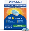 Zicam Cold & Flu-Like Symptoms with Echinacea and Sambucus, Homeopathic, Zinc, Cooling Peppermint Flavor, Helps with Cold Symptoms, 20 Tablets 2