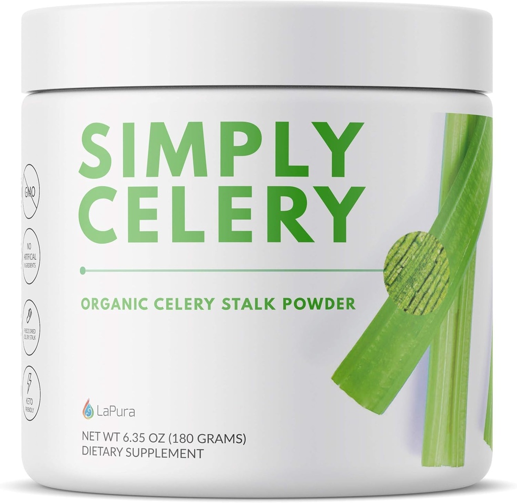 LaPura Organic Celery Powder - Pure Celery Juice Powder for Gut Health Support - Plant Based Green Superfood for Smoothies, Juices, and Recipes - Travel Friendly and Gluten Free, 30 Servings, 6.35 oz 2