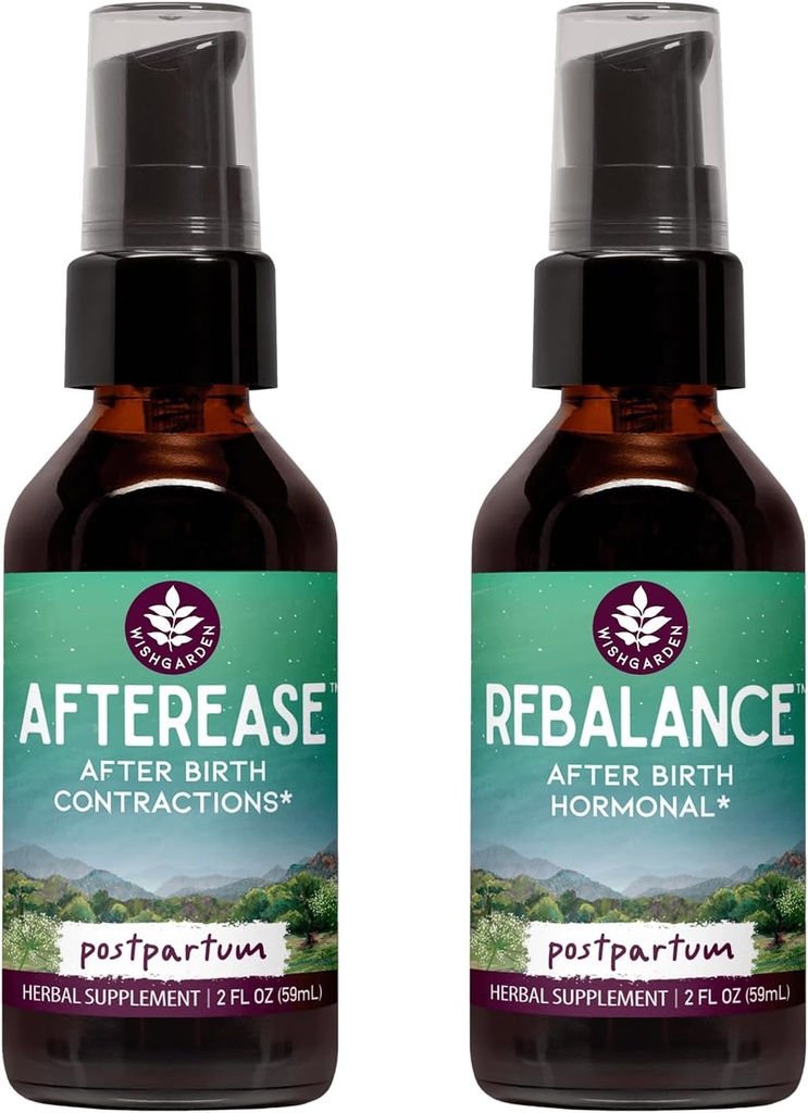 WishGarden AfterEase Postpartum Contraction Drops + ReBalance Postpartum Hormone Level Support (2-2oz Bundle) 2