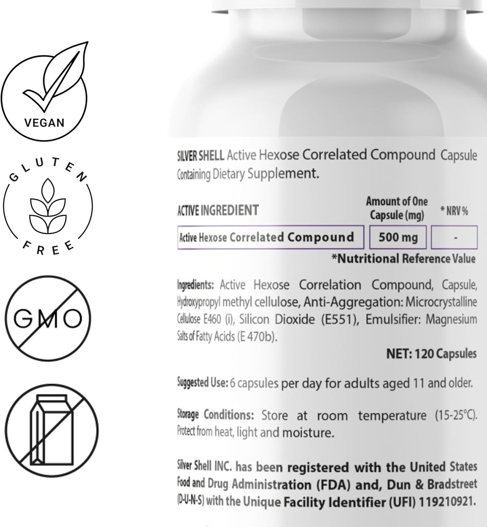 Active Hexose Correlated Compound Supplements – 120 Vegan Caps, 500mg – Organic Shiitake Mushroom Extract Supplement Capsules for Immune Support & Natural Immune Booster – Non-GMO & Gluten-Free 6