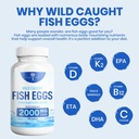 Wild Caught Fish Eggs 2,000mg - Omega 3 Supplement for Eye, Brain Health, Supports Immunity, Bones and Teeth, Mood Support with Omega 3-6-9 Fish Egg Capsules 6