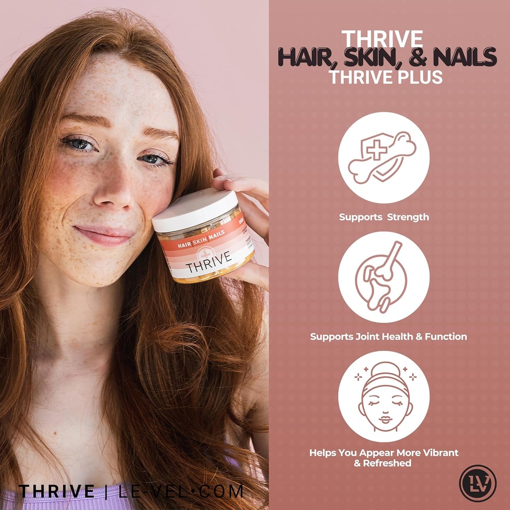 Le-Vel Thrive, Premium Collagen with Biotin 3500mcg, Vitamin C, Zinc, and Turmeric – Hair, Skin, Nails, Joints – Hydrolyzed Marine Collagen, Ashwagandha, Keratin, Organic Kelp 60 Capsules 6