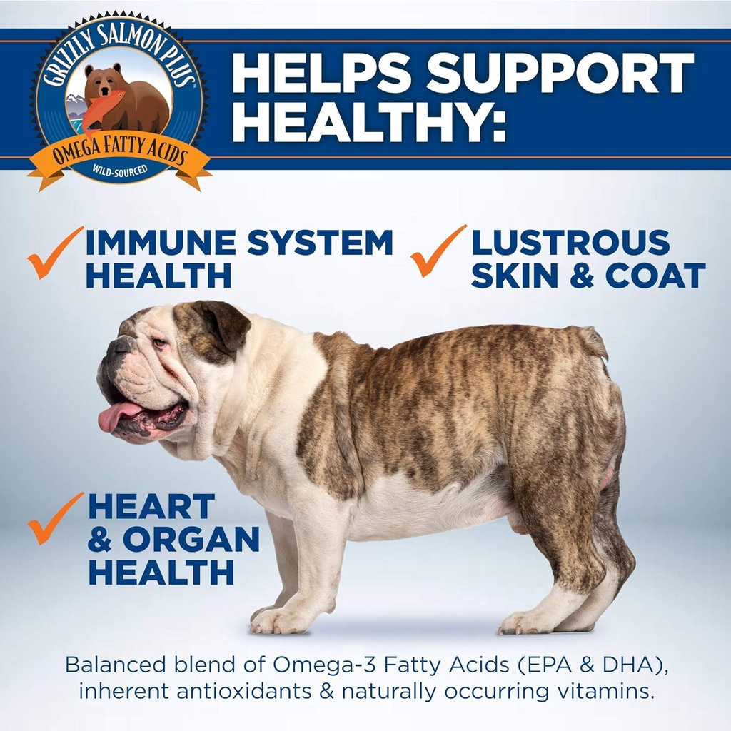 Grizzly Salmon Plus Omega Fatty Acids Food Supplement for Dogs & Cats (Various Sizes) - Wild-Sourced Omega 3-6-9, Wild Alaskan Salmon Oil (64 Fl Oz) 6