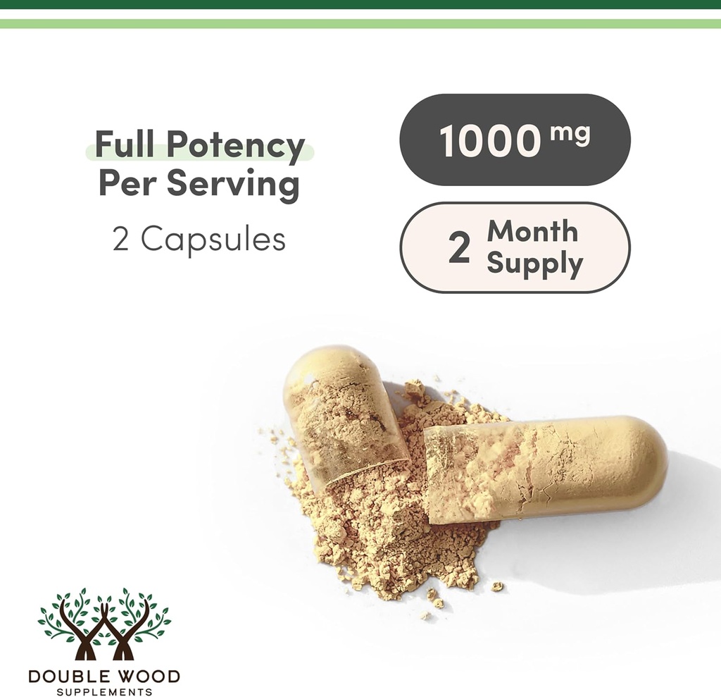 Chaga Mushrooms Capsules 120 Count (1,000mg Chaga Mushrooms Powder per Serving) High in Polysaccharides, Beta Glucans, and Terpenoids - Grown and Made in The USA, Vegan Safe, Organic by Double Wood 4